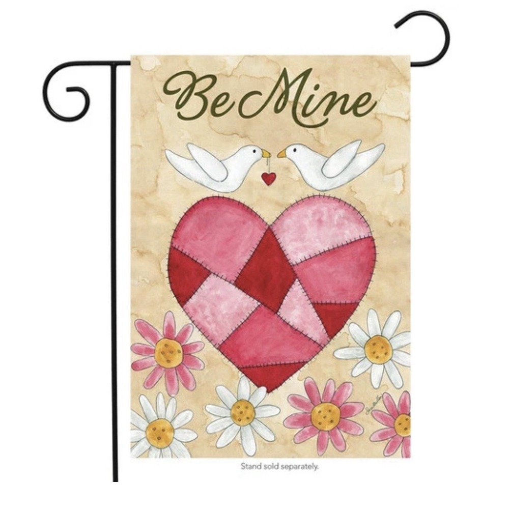 Briarwood Lane Be Mine Love Birds House Flag Heart Flowers Valentine Day NWT